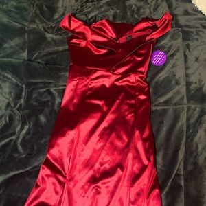 Red sexy satin dress